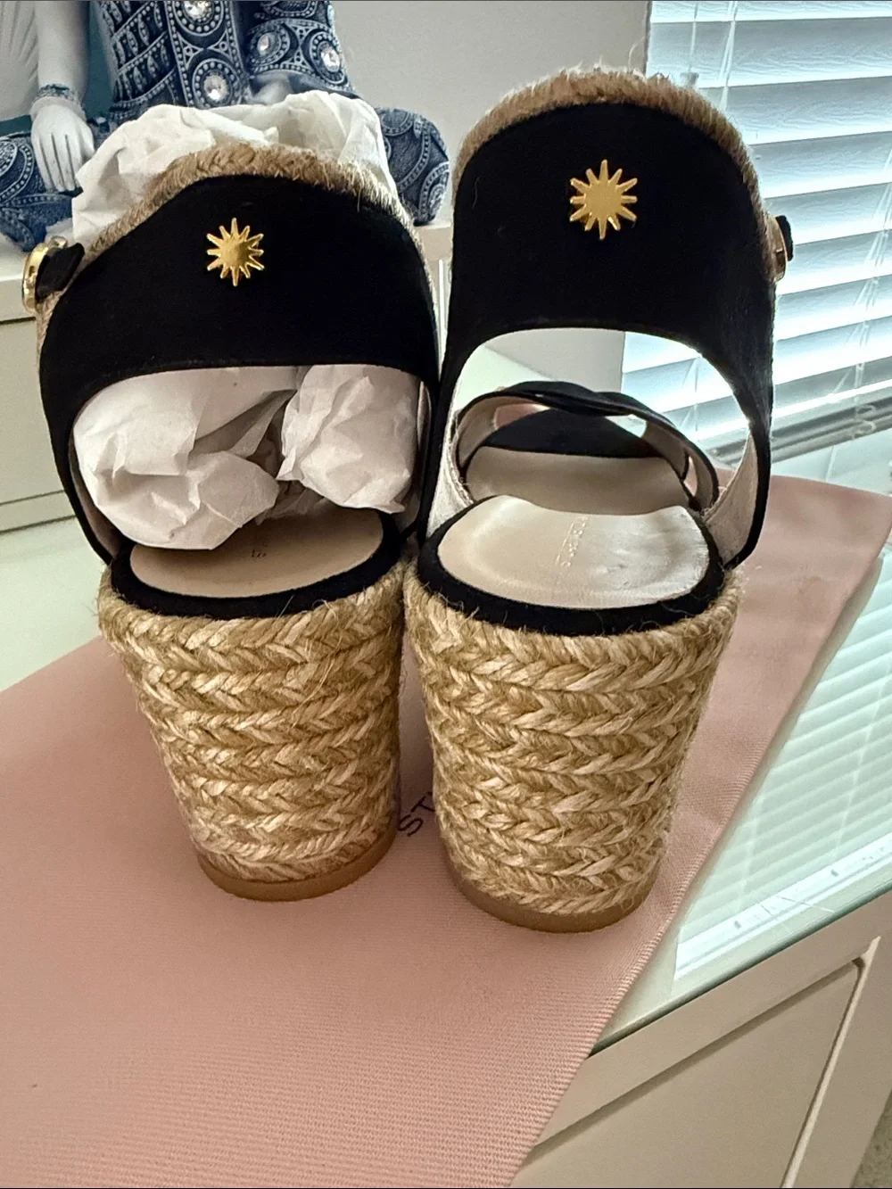 ♥️Stuart Weitzman Black Suede Mirela Espadrille Wedge Sandals♥️